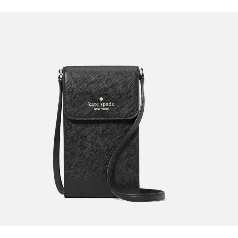 Kate Spade Madison North South Flap Phone Leather Crossbody NWT Black
